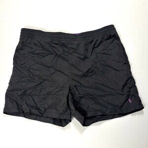 Vintage Polo Ralph Lauren Mens Swim Trunks Black Sz XL Lined Pockets 5.5"